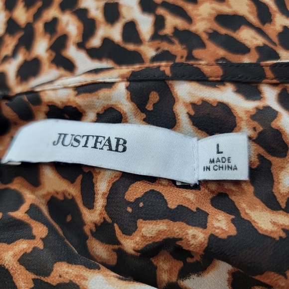 ✨️CL Just Fab Drop Waist Chiffon Dress In Leopard Size L - Picture 10 of 15